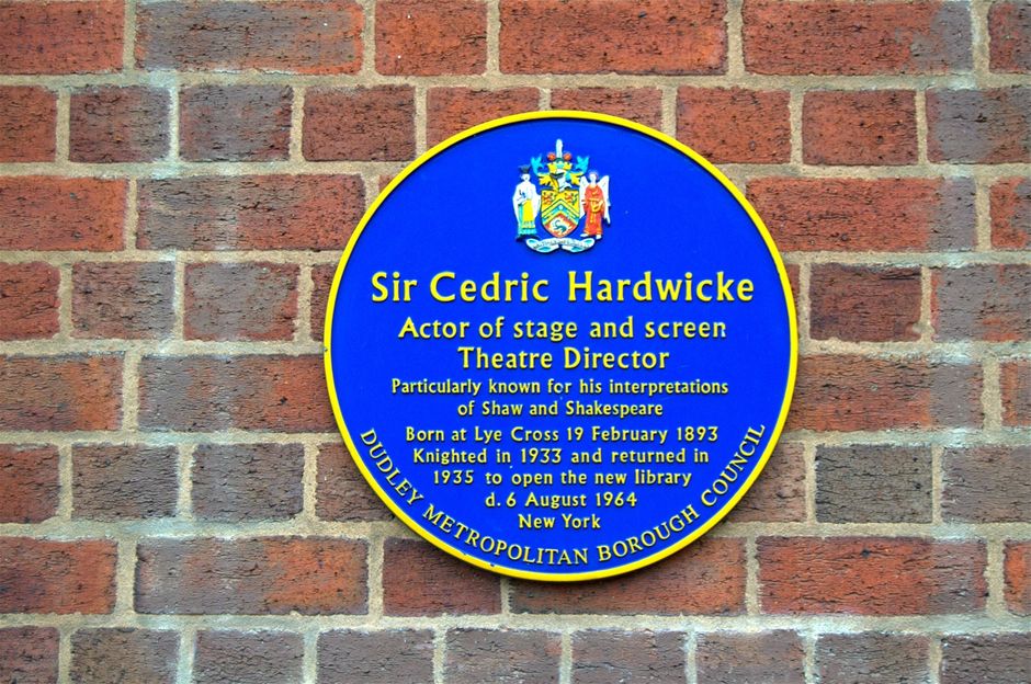 Blue plaque for Cedric Hardwicke on Library wall