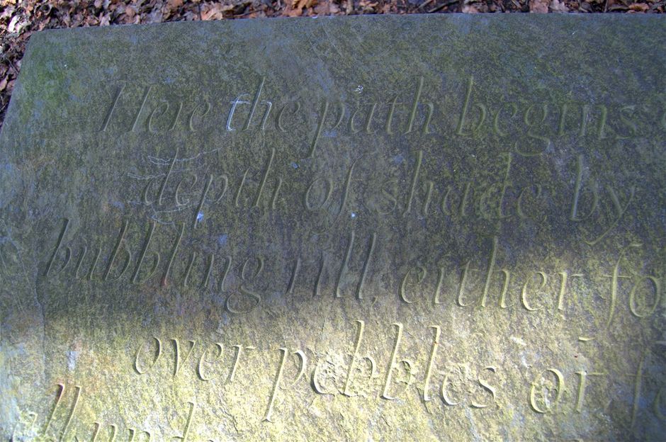Leasowes, Bench dedicated to William Shenstone, words of Robert Dodsley. designed by Ian Hamilton Finlay  and Nicholas Sloan 1992