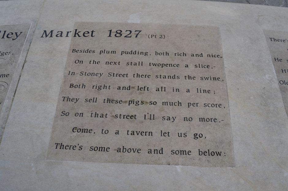 Ben Boucher poem 'Lines on Dudley Market' designed by Steve Field in Portland stone