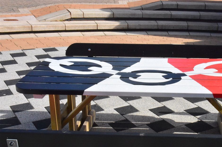 Decorative benches in Hagley St