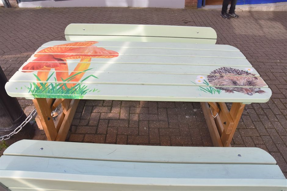 Decorative benches in Hagley St