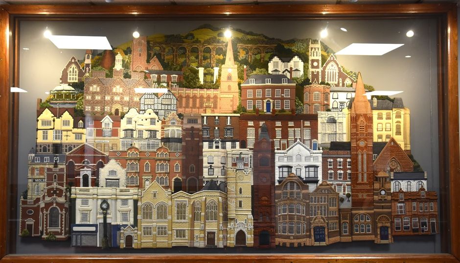 A View of Stourbridge , now in the Town Hall entrance, designed by Jennie Howe and made by Stourbridge Embroiderer's Guild
