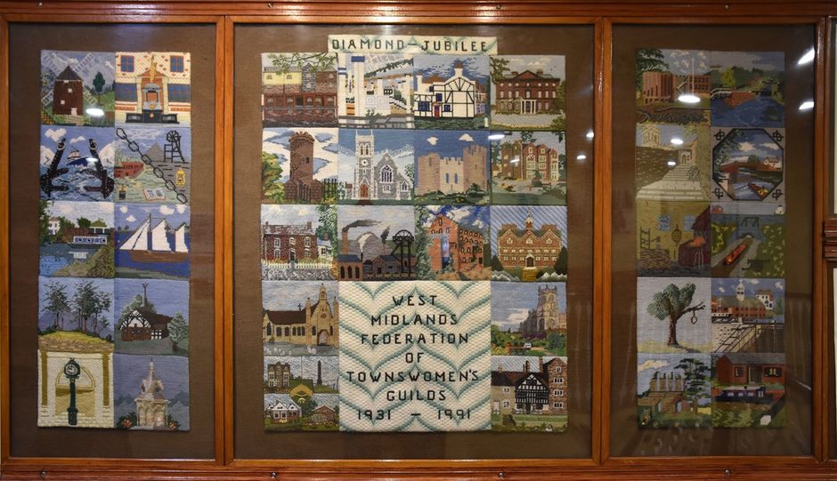 Other pieces of local Embroidery on display in Town Hall lobby on stair landing